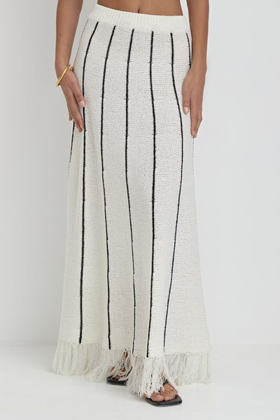 Knitted Fringe Hem Maxi Skirt from 4th & Reckless