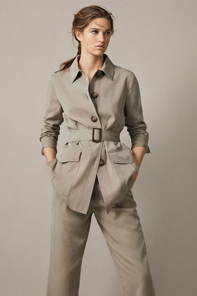 Belted Lyocell Safari Jacket from Massimo Dutti