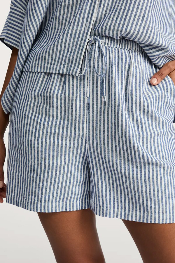 Striped Tie Waist Shorts With Linen from F&F