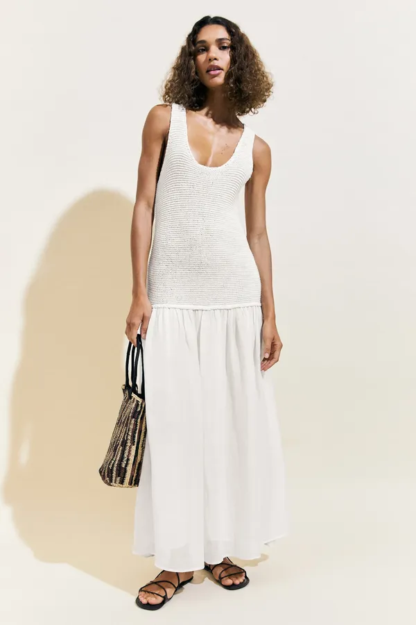 Long Matching Linen Blend Dress from Massimo Dutti