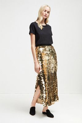 Emilia Sequin Jersey Midi Skirt from French Connection