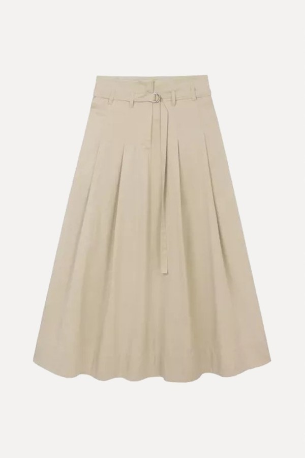 Belted Chino Midi Skirt from The White Company