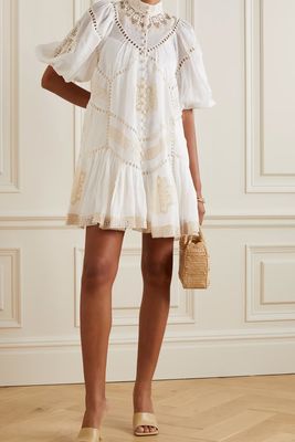Jude Guipure Lace-Trimmed Ramie Mini Dress from Zimmerman