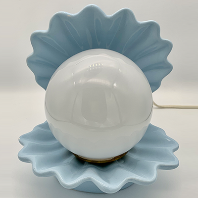 1960's Baby Blue Ceramic Shell Lamp from By Alice