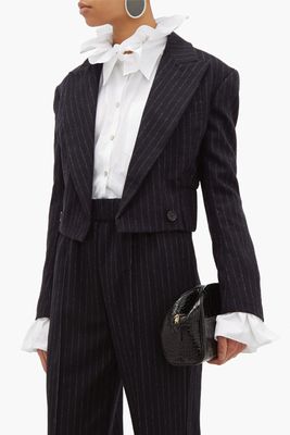 Cropped Pinstripe Wool Jacket from Hillier Bartley