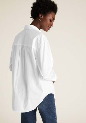 Pure Cotton Oversized Girlfriend Style Longline Shirt from Marks & Spencer
