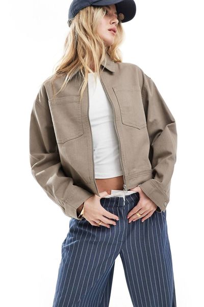 Cropped Twill Jacket