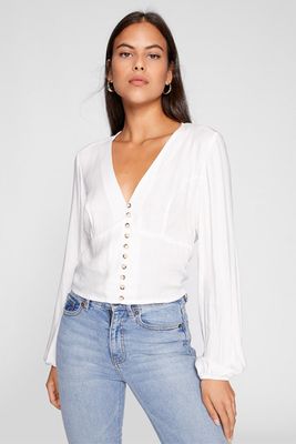 Puffy Sleeve Blouse With Buttons from Stradivarius
