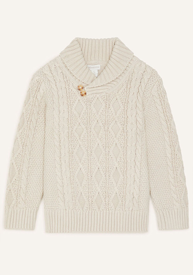 Shawl Collar Cable Knit Jumper Camel from Monsoon