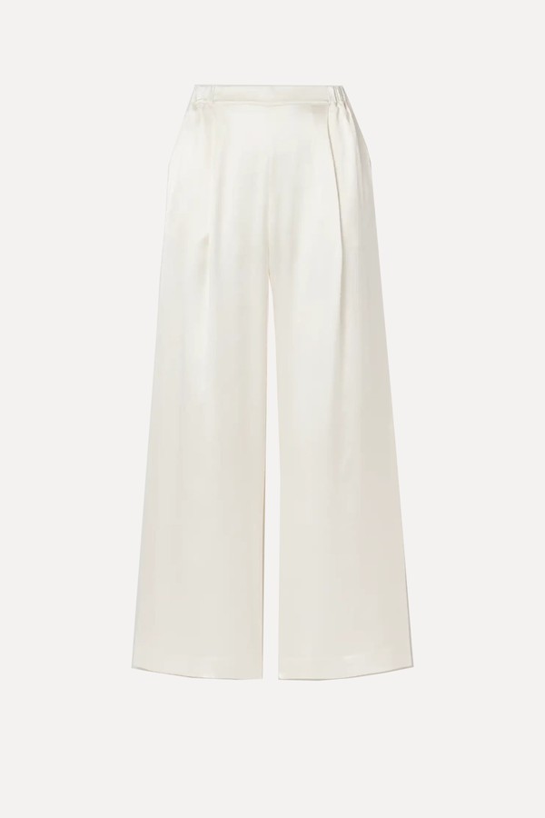 Pleated Silk-Satin Wide-Leg Pants from Carine Gilson 