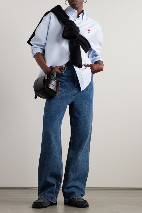 Embroidered Cotton Oxford Shirt from AMI PARIS