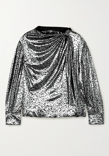 Lavaliere Tie-Detailed Lamé Blouse from Isabel Marant