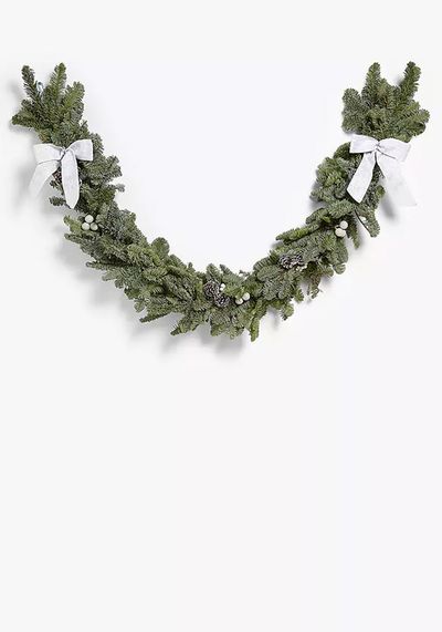 Real Fir Garland, White Trim, 2m from John Lewis