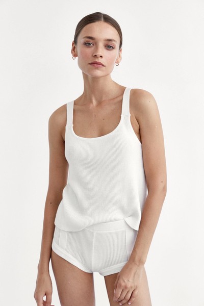 Ecru Wool Tank Top from Labeca