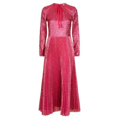 Metallic Pleated Skirt Midi Dress from Red Valentino