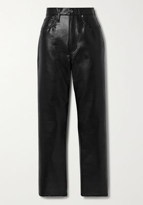 Leather-Blend Straight Leg Pants from Agolde 