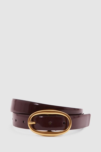 Drew Patent Leather Oval Buckle Belt from Reiss