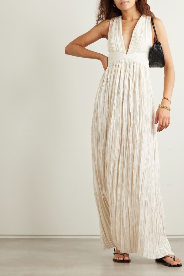 Mona Cutout Plissé-Satin Gown from Ulla Johnson