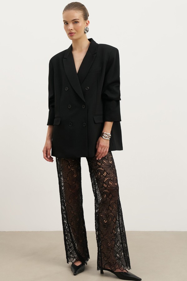 Lace Mid Rise Wide Leg Trousers from Because Of Alice