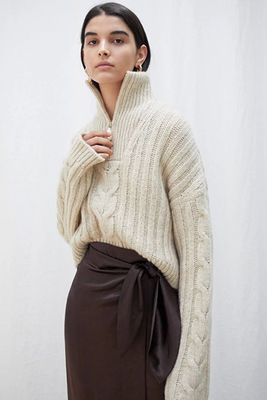 Eria Cable-Knit Cropped Sweater from Nanushka