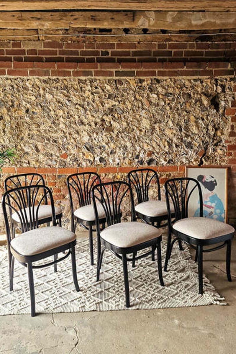 Mid Century Thonet Style Bentwood Ebonised Chairs (Set Of Six) from Gruffertys