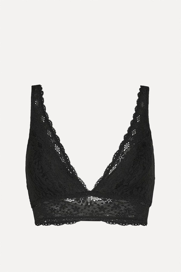 Halo Triangle-Cupped Stretch-Lace Bra