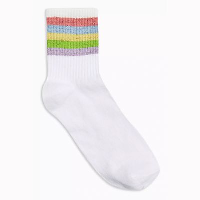 White Glitter Rainbow Socks from Topshop