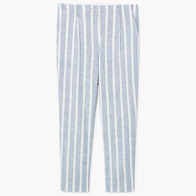 Striped Linen-Blend Trousers