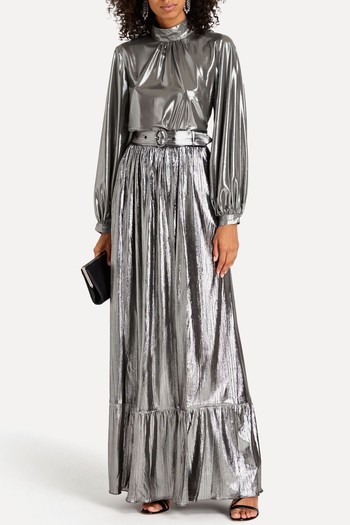 Gathered Metallic Jersey Maxi Skirt from Retrofête