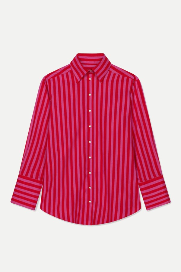 Candy Stripe Oversized Tailored Cotton Shirt from Laura Pitharas