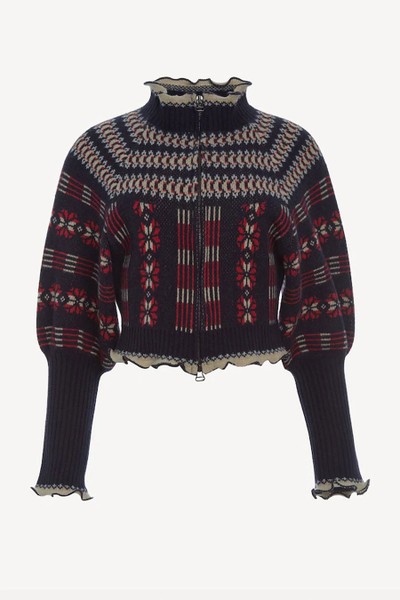 Ayla Fair Isle Cropped Merino Wool-Jacquard Cardigan from SEA