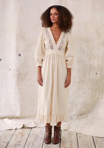 Cream Corduroy London Fields Dress from Justine Tabak