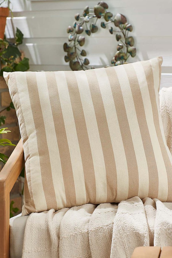 Striped Linen Effect Outdoor Square Cushion