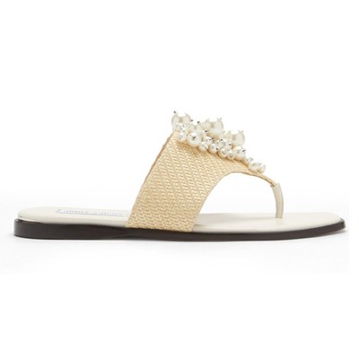 Asti Pearl-Embellished Raffia Sandals from Jimmy Choo