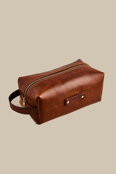 Personalised Leather Wash Bag