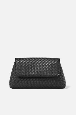 Evening Clutch Black Woven Leather