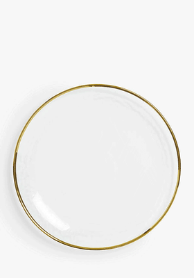 Glass Charger Plate, 33cm, Gold/White from John Lewis