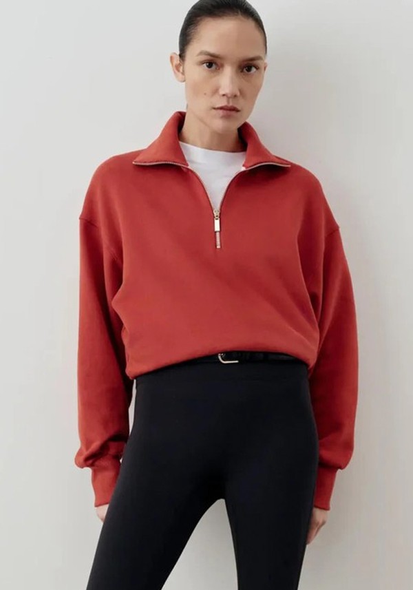 Quarter-Zip Funnel-Neck Sweatshirt* 