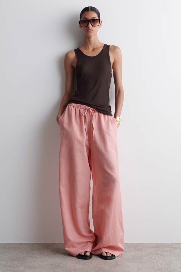 Wide-Leg Linen Drawstring Trousers from COS