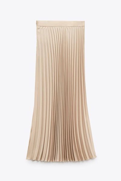 Pleated Satin Midi Skirt from Zara