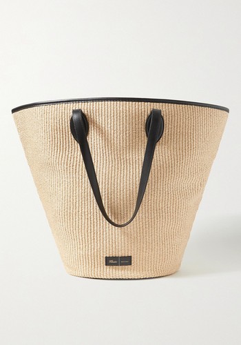 Osa Leather-Trimmed Raffia Tote from Khaite