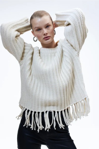 Fringe-Trimmed Jumper