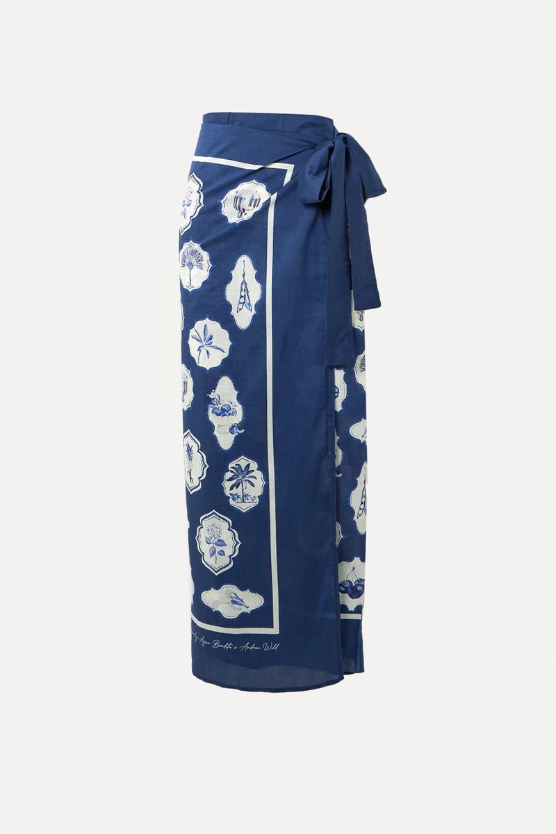Lavanda Printed Organic Cotton & Silk-Blend Voile Pareo from AGUA BY AGUA BENDITA