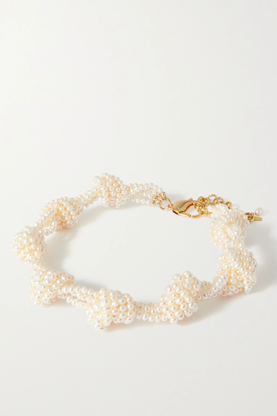 Aiden Knotted Gold-Tone Pearl Necklace from Éliou