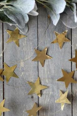 Brass Gold Star Garland With Jute String from Heavenly Homes & Gardens