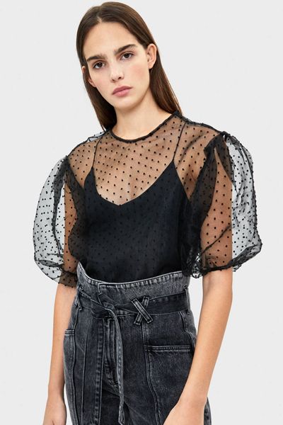 Organza Polka Dot Blouse from Bershka