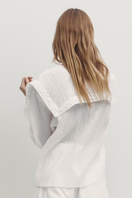 Ruffled Shirt With Embroidered Detail