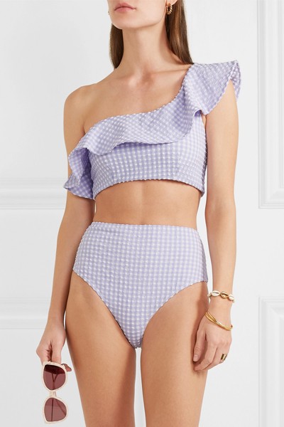 Gingham Seersucker Bikini Briefs from Ganni