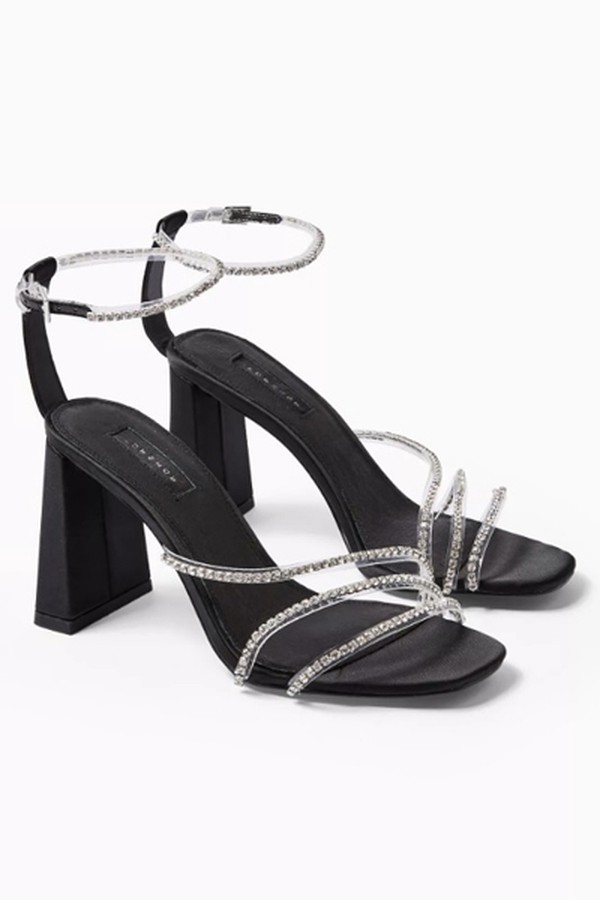 Black Diamante Block Shoes