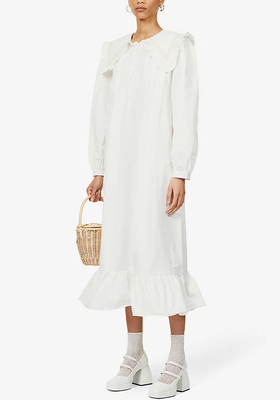 Laurel Oversized Collar Cotton Midi Dress from Blanca Studio